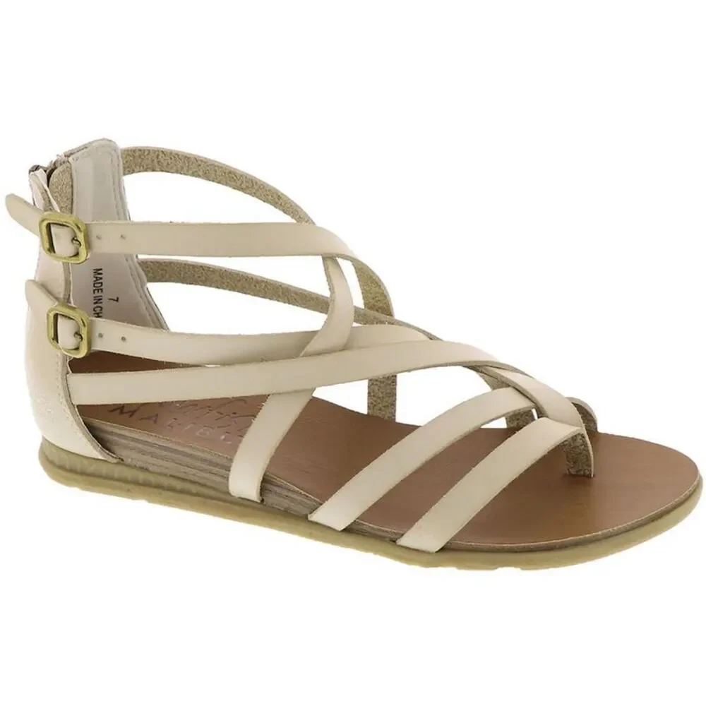 Blowfish Womens Brock Ivory Faux Leather Thong Sandals Shoes NWT